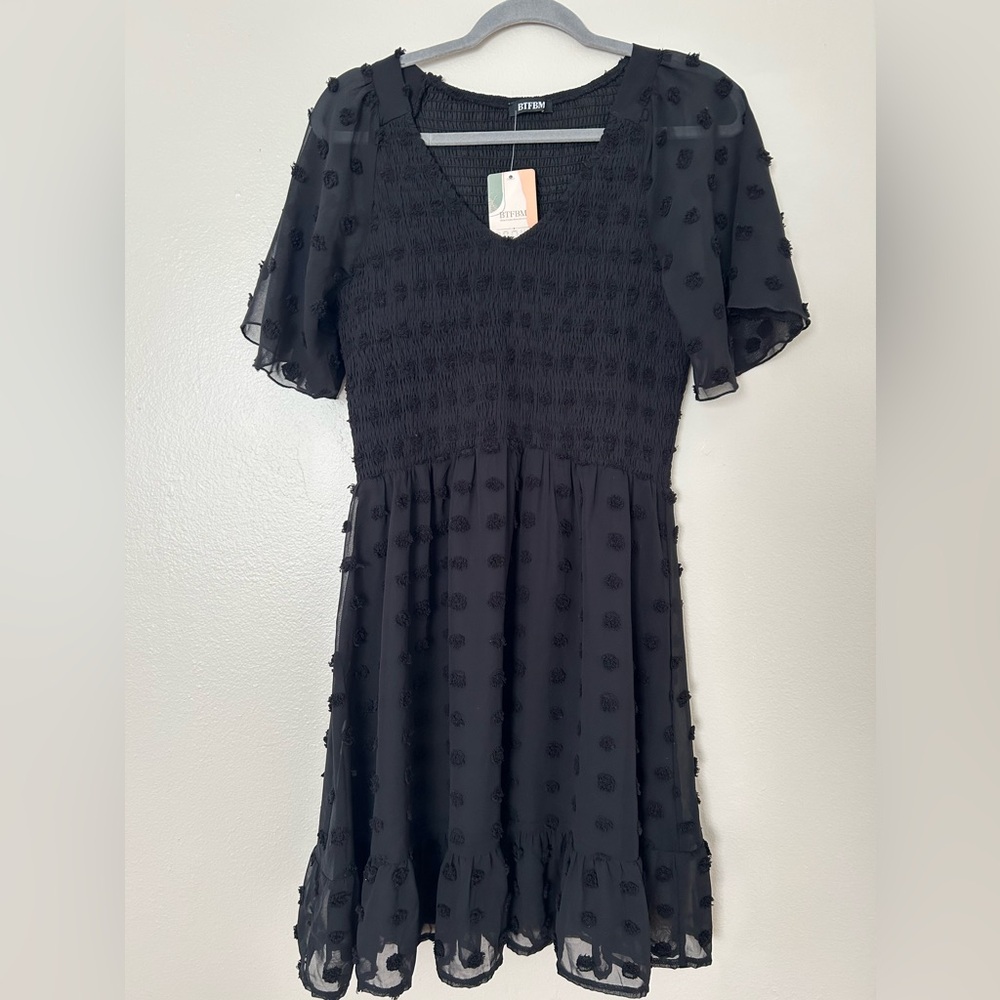 BTFBM Women’s Smocked Swiss Dot Dress